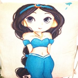 Princess Jasmine Beautiful Pillow  Beautiful Clean 18" Square Zipper Closure 💙